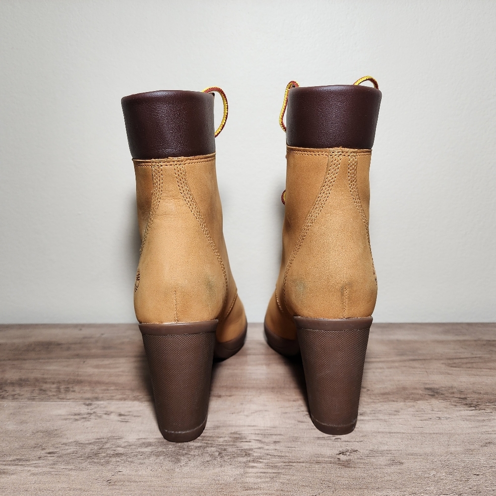 Timberland Camdale Ankle Boots Wheat Tan Chunky Wedge Heel A1SEE Women's Size 8 - Picture 4 of 10